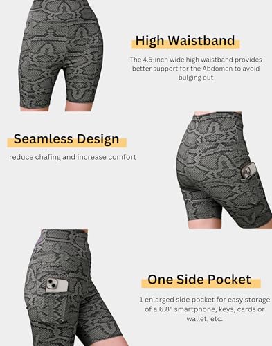 Image of Women's Polyester Stretchable Gym Shorts with Side Pockets High Waist Slim Fit Above Knee Length Activewear Tights Gym Fitness Cycling Running Yoga Shorts for Women