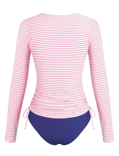 Image of ZAFUL Women's Long Sleeve Rash Guard UPF 50+ Sun Protection Surf Swim Shirts Drawstring Tankini Swimsuit