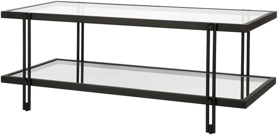 17" Contemporary Clean Lined Metal Coffee Table in Black/Bronze Finish