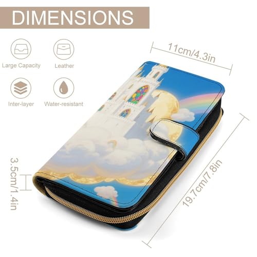 Cloud Castle Printed Leather Wallet, Multifunctional Leather Purse, Compact Card Holder Wallet, Pattern Wallet, Travel & Daily Use Wallet2