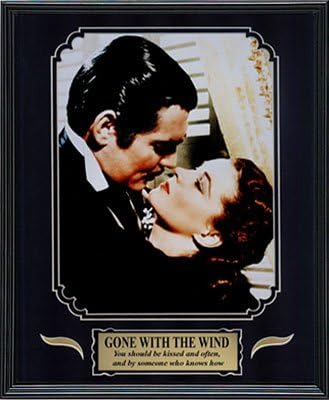 Gone with The Wind Movie Memorabilia Clark Gable and Vivien Leigh Framed Movie Photo with Plate Custom Made Real Wood Modern Charcoal Frame (12 x 15)