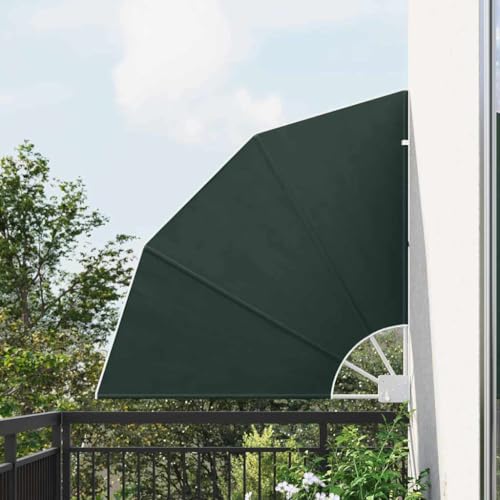 Store de balcon pliable vert foncé 115 x 115 cm comme brise-vent pliable pour balcon et terrasse, éventails de balcon pliables avec construction pliable...