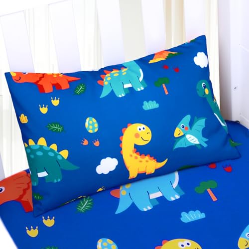 Image of Cloele Kids Toddler Pillowcase,Colorful Dinosaur,13x18in | Fits Pillows Sized 12x16 or 13x18in,Envelope Travel Pillowcase, 1 Pack, Soft Children's Bedding,For Boys and Girls
