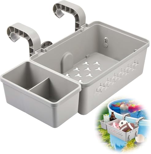 Pool Aufbewahrungskorb Set inklusive Kunststoff Pool Korb Pool Getränkehalter Hot Tub Zubehör für Aufstellpool Multifunktionales Pool Zubehör Schwimmbad Oberirdischen für Meisten Rahmenpool (A)