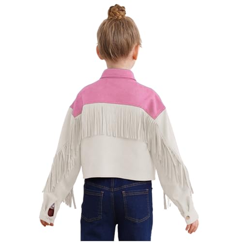 YiZYiF Toddler Girls Tassels Blazer Jacket Turn-Down Collar Outerwear Long Sleeve Cropped Coats Top2