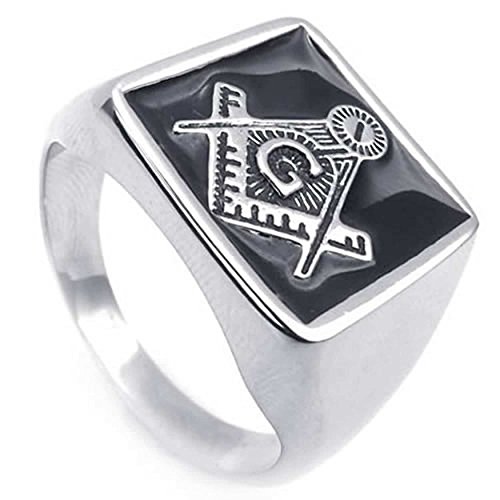 Bague biker homme franc maçon pour un look affirmé en acier