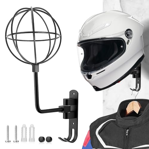 Soporte Casco Moto, Colgador Casco Moto, Soporte de Exhibición para Casco con Gancho, Soporte Giratorio para Sombrero Montado en la Pared, Casco de Bicicleta Soporte de Exhibición