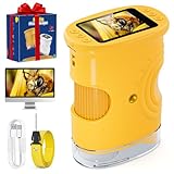 子供用顕微鏡、Temodu 2.0インチスクリーン教育科学キット、充電式ミニポータブルデジタル顕微鏡、4倍ズーム、誕生日やクリスマスのギフトとして使用できます