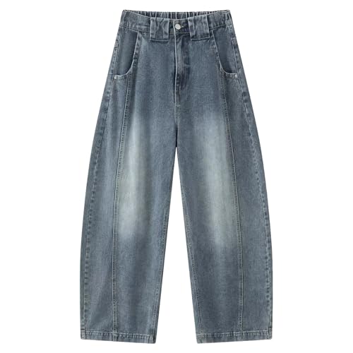 Jean taille haute homme fini les pantalons serrés denim baggy bleu jambe large vintage