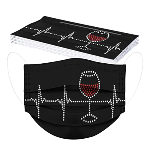 10 Pièces Adulte La Saint-Valentin Jetable Protection Faciale 3 Couches Faciale Visage Tissu Amour Impression Non-tissé Bandeaux Femme Confortable Anti-Poussière Respirable écharpe (A05) Cover