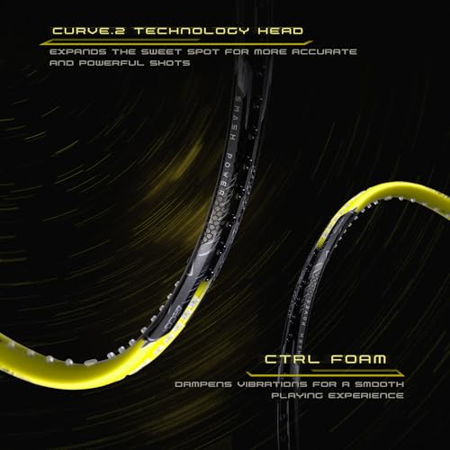 Image of Hundred Carbon Fiber Nano Neo 7000 (5U) Unstrung Badminton Racket with Full Cover | 79 Grams | Maximum Tension ?32 lbs (Yellow /Black)