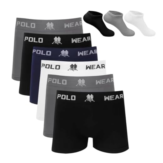 Polo Wear, Kit 6 Cueca Boxer Polo Wear Microfibra Sortido + 3 Meias M4 Tamanho:M;Cor:Sortido