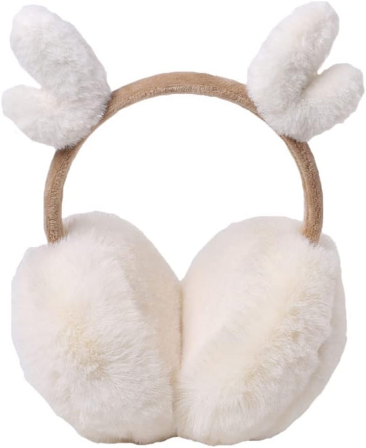Lioobo 耳あて イヤーマフ ヘッドバンド式 イヤーウォーマー ぬいぐるみ 防寒 保温 可愛い 鹿形 ふわふわ