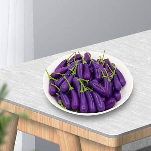DONOTGO 60 PCS Fake Eggplant Mini Simulation Plastic Foam Artificial Vegetable Lifelike Eggplant Model Christmas Home Decor Realistic Eggplant Photography Props Decorations Party Holiday - Thumbnail 6