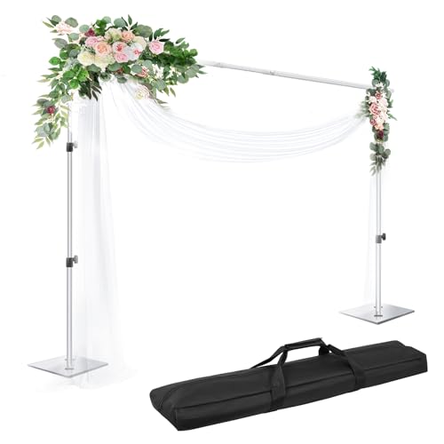 Image of EMART Backdrop Stand, 6.5x10 ft Adjustable Photo Background Pipe and Drape Photography Kit with Heavy Duty Metal Flat Base for Parties, Wedding, Video Studio, Birthday - Silver