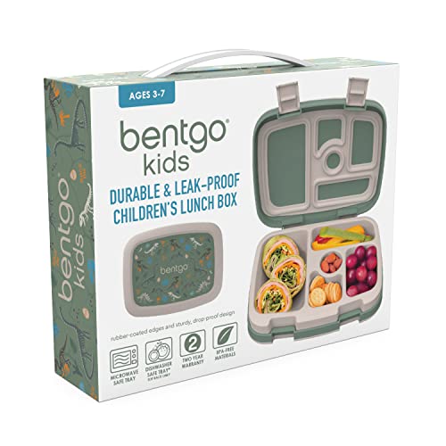 Bentgo® Kids Prints Leak-Proof, 5-Compartment Bento-Style Kids Lunch Box - Ideal Portion Sizes For Ages 3 To 7 - Bpa-Free, Dishwasher Safe, Food-Safe Materials (Dino Fossils) #TOP7