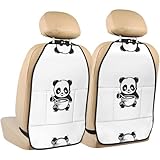 WZYWHJ Cute Panda Baby Printing Car seat Anti Kick Storage pad 2 Pieces, Multi-Functional Storage Bag seat Protector After Installation