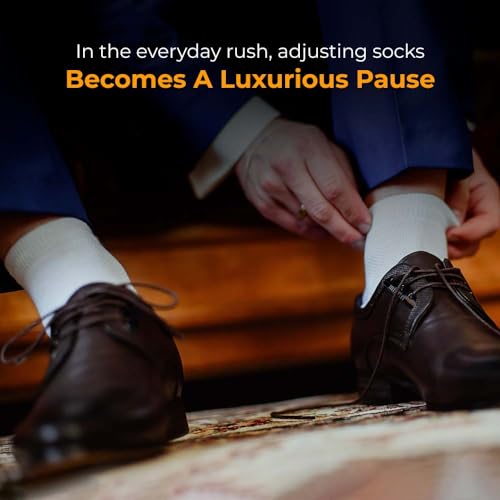 ZIBELL Men's Formal Dress Cotton Blend Solid Color Crew Full Length Lightweight Reusable Washable Casual Wear Business Socks3