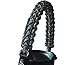 QeeLink Paracord Hande Compatible with Hydro Flask Standard Mouth Water Bottle Paracord Carrier with Safety Ring Holder - 12 oz, 18oz, 21 oz, 24 oz (Black)