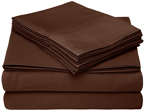 Cathay Home Micro Caress Feuille Luxueux, 90 g/m² 4 - Pièces Reine Taille avec 2 taie d'oreiller supplémentaires, Couleur Marron Cover
