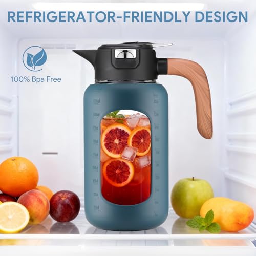 84 oz/2.5 Liter Glass Pitcher with Lid and Handle, Glass Carafe/Jug for Hot/Cold Water, Large Iced Tea Pitcher for Coffee, Juice and Homemade Beverage by Olivego - Image 5