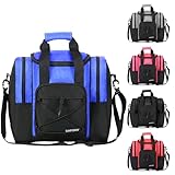 DAFISKY Bowling Ball Bag for Single Ball - Bowling Ball Tote Bag with Padded Ball Holder, 2 Pockets fit Bowling Shoes Up to Mens Size 14 and Accessories(Blue)
