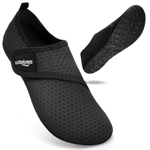 WateLves Chaussures de Bain d'eau Femmes Hommes Natation Plage Aquatiques Séchage Rapide Respirable Surf Piscine Plage Unisexe Schneeflocke schwarz-42/43
