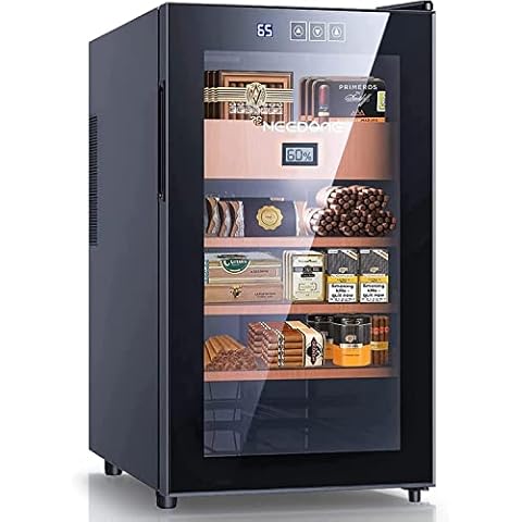 NEEDONE Cigar Humidors 48L with Cooling and Heating Function, Electronic Humidor Cabinet for 350 Cigars, Spanish Cedar Wood Drawer Shelves with Digital Hygrometer, Gift for Men 1.7 Cu Ft Cover
