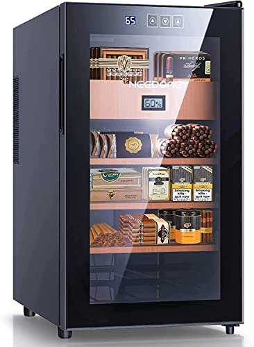 NEEDONE Cigar Humidors 48L with Cooling and Heating Function, Electronic Cooler Humidor Cabinet for 300 Cigars, Spanish Cedar Wood Drawer Shelves with Digital Hygrometer, Gift for Men 1.7 Cu Ft