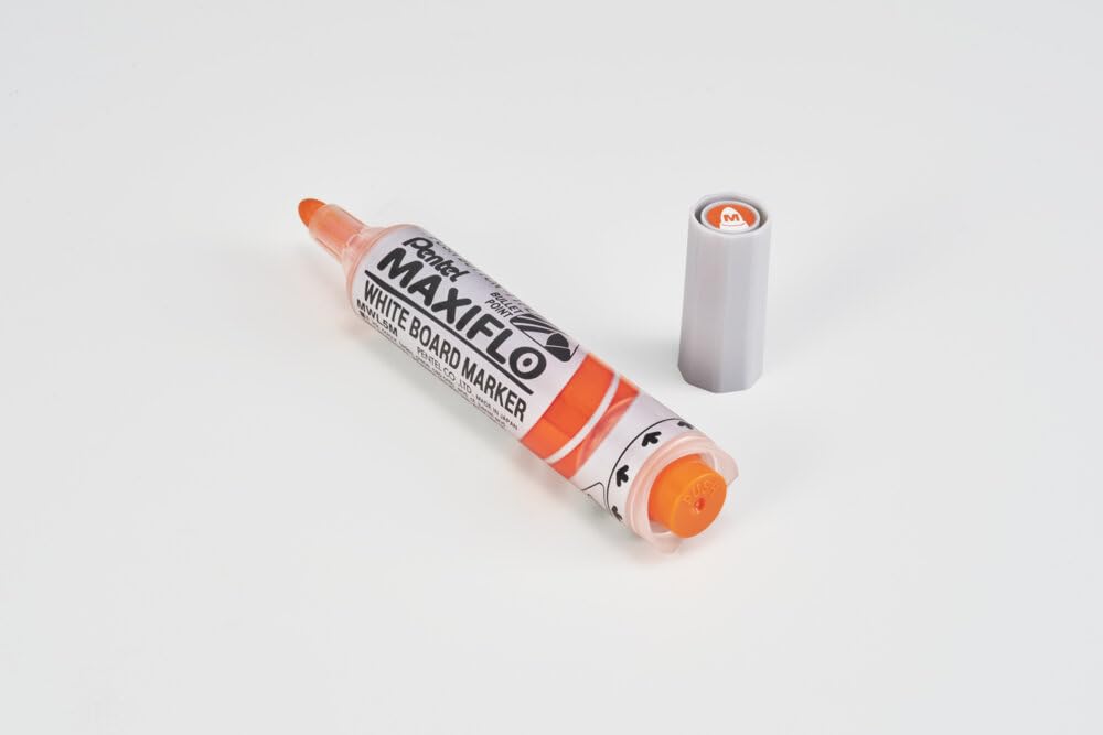 Pentel Maxiflo Lot de 12 Marqueurs pour Tableau blanc Pointe conique large Orange MWL5M-F
