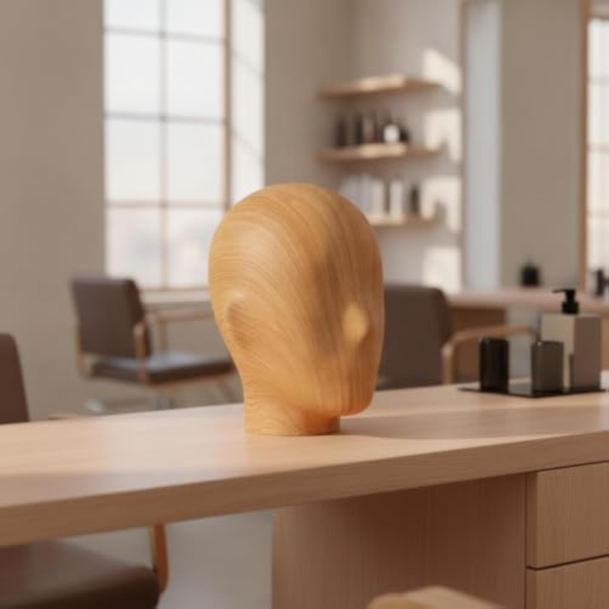 Tabletop Mannequin Head with Wooden Stand, Female