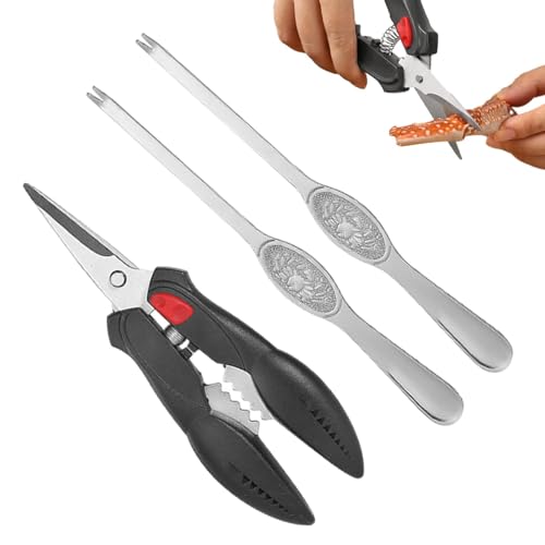 Crab Crackers & Tools Set - Seafood Scissors for Crab Legs, Lobster Shell Crackers, Versatile Fish Crab Scissors Tool | Stainless Steel
