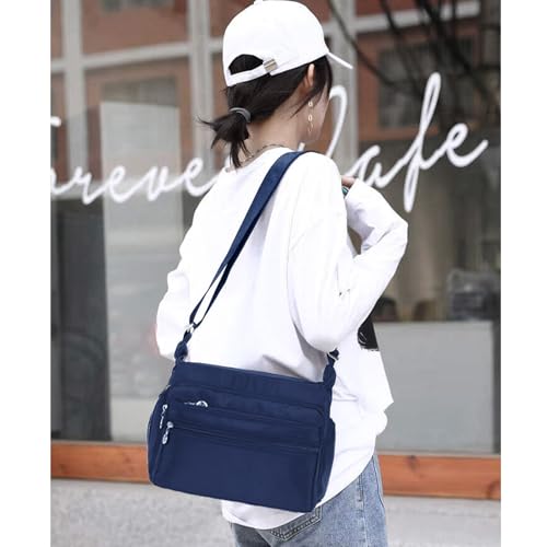WITERY Small Crossboby Bag for Women - Waterproof Nylon Multi-pocket Purse Travel Shoulder Bag Lightweight Messenger Bag2