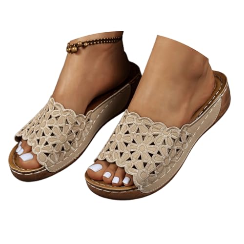 Sandals Women Fashion Wide Feet Orthopedic Slide Sandals for Women with Arch Support Soft Recovery Slip on Lightweight Summer Slippers for Plantar Fasciitis