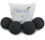 Naturels Black Wool Dryer Balls - Natural Merino Wool Balls For Dark Laundry Loads! 4 Pack in a Quality Cotton Bag. Reduces Drying Time, Static, Bunching and Wrinkles!