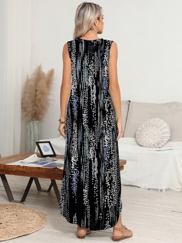 Image of BELAROI Womens Plus Size Maxi Dress Sundress Summer Casual Sleeveless V Neck Pockets Beach Swimsuit Coverup Loose
