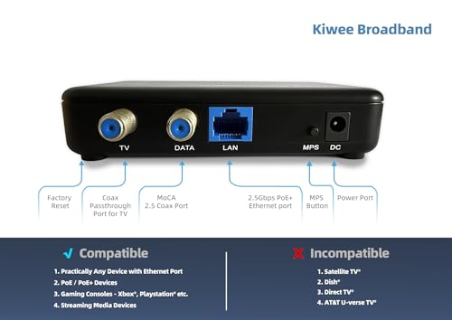 Image of MoCA 2.5 Adapter Kit with 2.5G Ethernet Port and PoE+ 30W for Ethernet Over Coax - Ideal for Wi-Fi 6E /7 Access Points, IP Cameras, and More - Model KB-M3-03