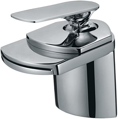 Wovier Grifo del lavabo del cuarto de baño de la cascada del cromo,Grifo de lavabo de un solo agujero de la manija,Grifo mezclador del lavabo