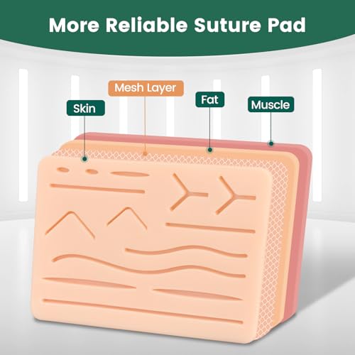 Image of Ultrassist Suture Practice Pad with Embedded Mesh, 3-Layer Silicone Suture Training Pad for Medical Student, Veterinary Training