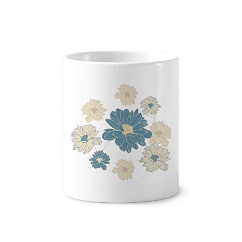 Tasse blanche fleur flore bleu pour brosse à dents et stylo