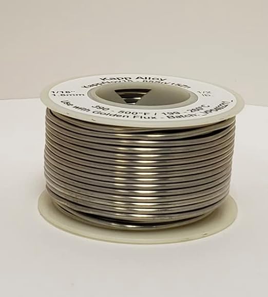 KappZapp7 7% Silver Solid core 1/16 (1.6mm) Solder for Copper, Brass, Stainless Steel 12 lb Spool