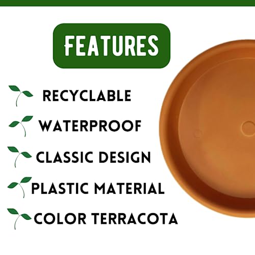 Elly Décor Set Of 3 10" Modern, Resistant,Plates For Indoor Or Outdoor Areas Durable Plastic Planter Saucer, Terracotta #TOP2