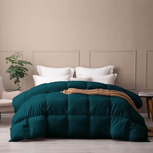 Image of PURE ECO 300 GSM Comforter for King Size - Luxury & Soft Microfiber 300 GSM Comforter for Winter - Duvet /Blanket King Size (90 inchX106 inch) - Teal Color