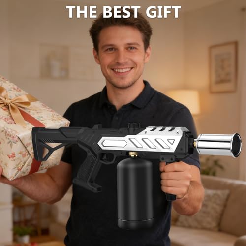 Image of Powerful Propane Torch with Detachable Design, Adjustable Flame Kitchen Blow Torch, Flamethrower Gun Torch Burner for BBQ, Searing Steak, Welding, Camping Charcoal Lighter (Tank Not Included)