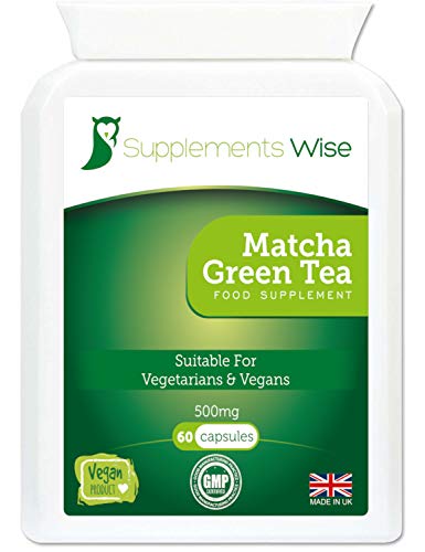 Matcha Green Tea Capsules - 60 x 500mg - Powerful Slimming, Diet and Weight Loss Supplement - Increase Metabolism and Achieve Healthy Looking Skin with 100% Pure Japanese Matcha Powder