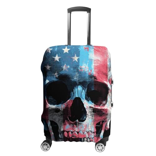 3d Skull U.S.A. Flag Luggage Covers Washable Travel Suitcase Cover Elastic Baggage Protector