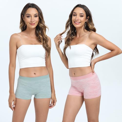 Image of LALESTE Women's Boyshort Underwear Full Coverage Seamless Panties Soft Stretch Boxer Briefs 5 Packs