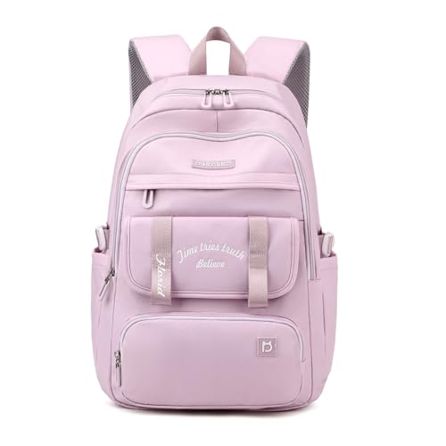 Mochila Estilosa e Funcional com Material Repelente à Água, Compatível com Notebook de 15.6 polegadas, Design Inspirado na Juventude (Roxo)