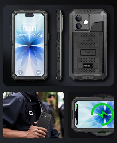 Coque iPhone 17 étanche Beeasy anti-poussière écran protégé noir