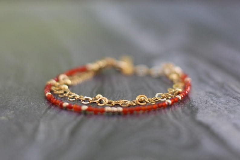 Bracelet perles cornaline minimaliste argent stacking quotidien